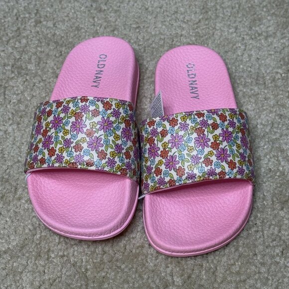 NWT - Old Navy - Girls - Pink Floral Sandals - Size 10-11 - Picture 1 of 4